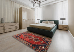 Traditional Brown Persian Rug in a Bedroom, tr810