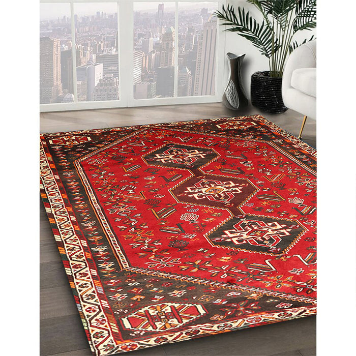Traditional Red Persian Rug in Family Room, tr811