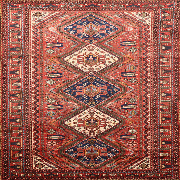 Square Traditional Copper Red Pink Persian Rug, tr812