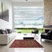 Square Machine Washable Traditional Saffron Red Rug in a Living Room, wshtr814