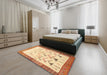 Traditional Brown Gold Persian Rug in a Bedroom, tr815