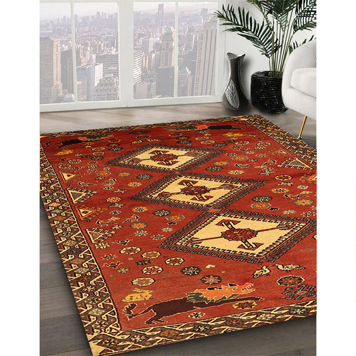 Traditional Red Persian Rug in Family Room, tr816