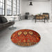 Round Traditional Red Persian Rug in a Office, tr816