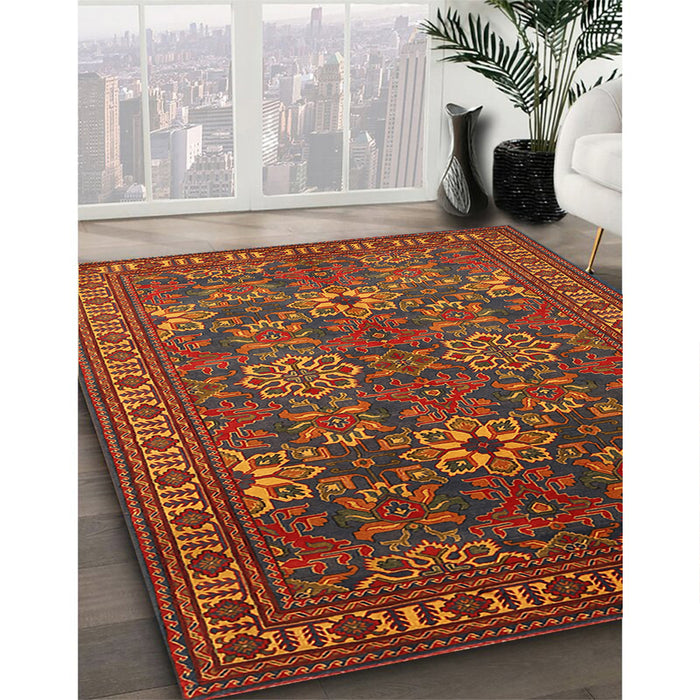 Traditional Light Brown Persian Rug in Family Room, tr819