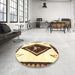 Round Traditional Saddle Brown Persian Rug in a Office, tr820