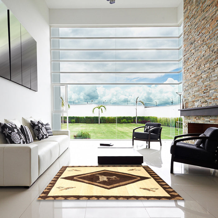 Square Traditional Saddle Brown Persian Rug in a Living Room, tr820