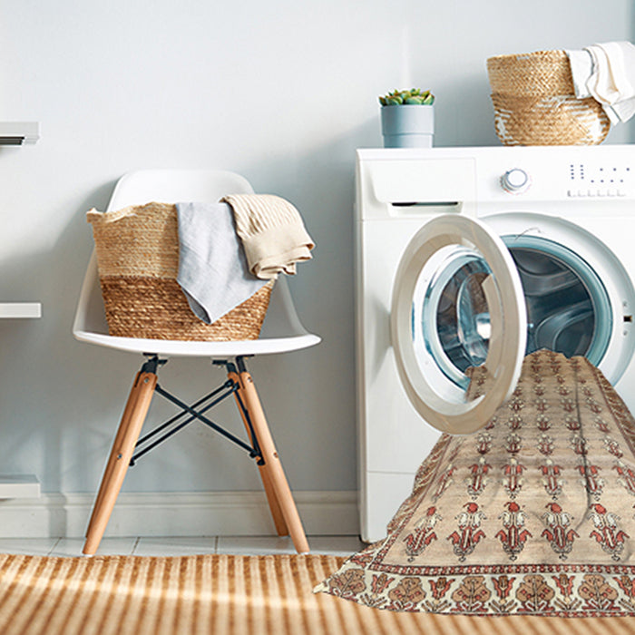 Machine Washable Traditional Brown Gold Rug in a Washing Machine, wshtr821
