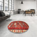 Round Machine Washable Traditional Red Rug in a Office, wshtr822