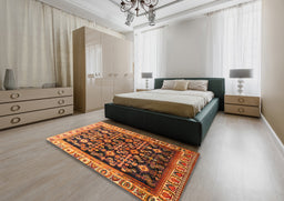 Traditional Orange Persian Rug in a Bedroom, tr823