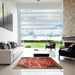 Square Machine Washable Traditional Tomato Red Rug in a Living Room, wshtr826