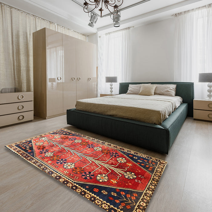 Traditional Red Persian Rug in a Bedroom, tr826