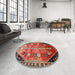 Round Traditional Red Persian Rug in a Office, tr826