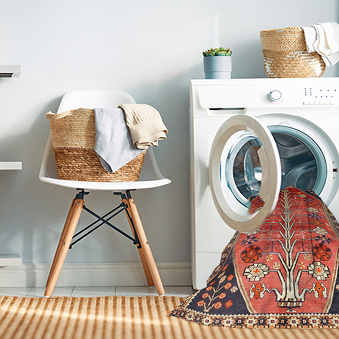 Machine Washable Traditional Tomato Red Rug in a Washing Machine, wshtr826