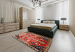 Machine Washable Traditional Tomato Red Rug in a Bedroom, wshtr826