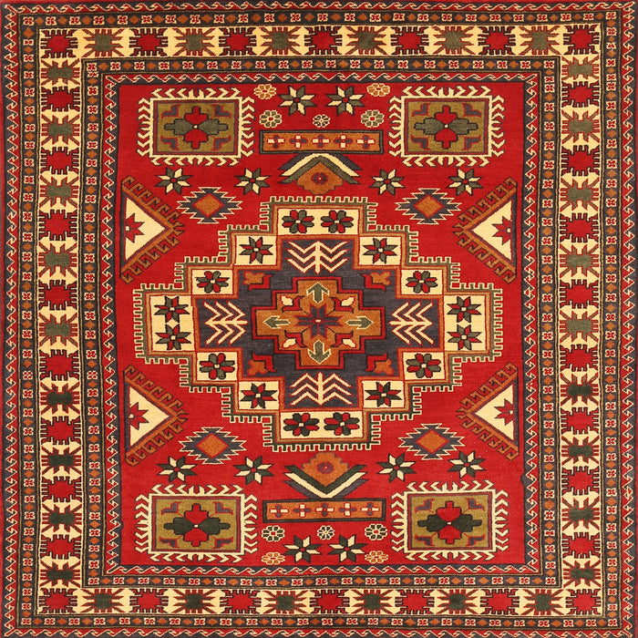 Square Traditional Red Geometric Rug, tr830