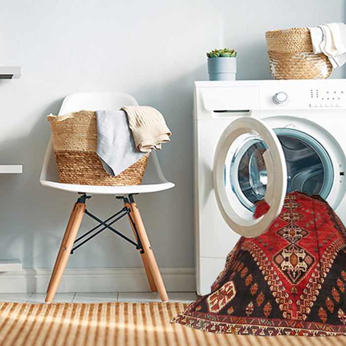 Machine Washable Traditional Sienna Brown Rug in a Washing Machine, wshtr833