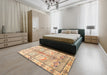 Machine Washable Traditional Bronze Brown Rug in a Bedroom, wshtr835