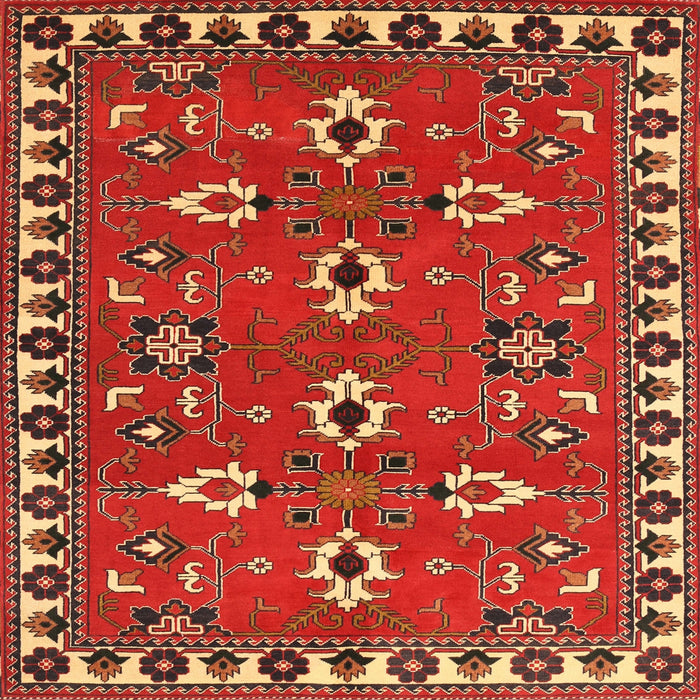 Round Machine Washable Traditional Red Rug, wshtr836