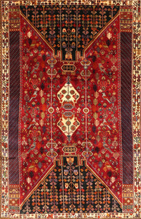 Machine Washable Traditional Tomato Red Rug, wshtr837