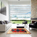 Square Machine Washable Traditional Fire Brick Red Rug in a Living Room, wshtr839