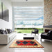 Square Traditional Fire Brick Red Persian Rug in a Living Room, tr839