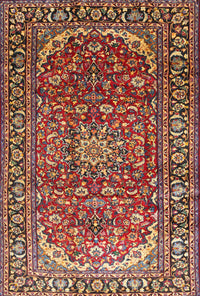 Machine Washable Traditional Saffron Red Rug, wshtr840