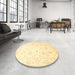 Round Traditional Mustard Yellow Oriental Rug in a Office, tr842