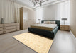 Traditional Golden Blonde Gold Oriental Rug in a Bedroom, tr844