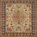 Round Machine Washable Traditional Dark Sienna Brown Rug, wshtr84