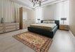 Traditional Dark Sienna Brown Persian Rug in a Bedroom, tr84