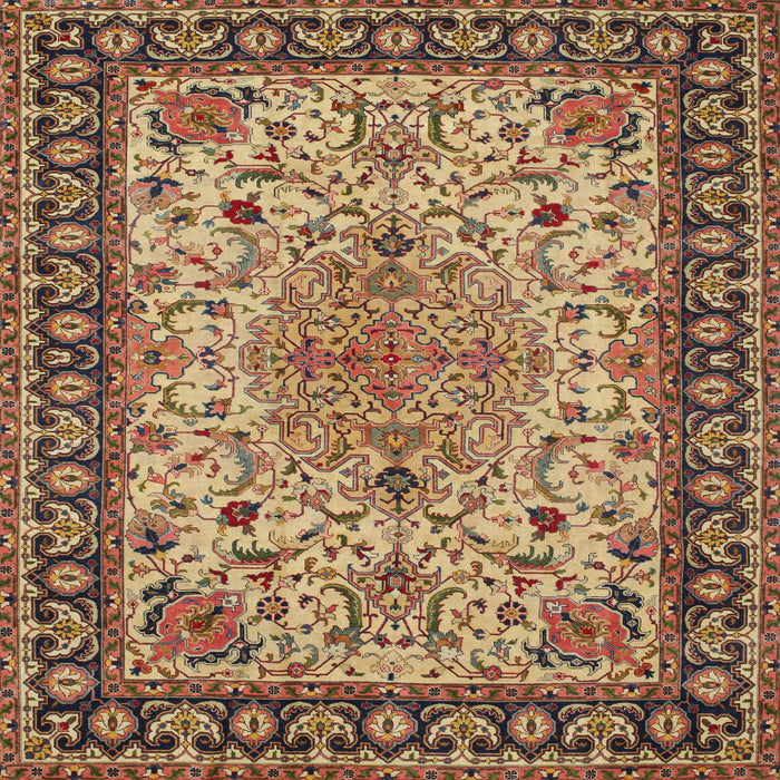 Square Traditional Dark Sienna Brown Persian Rug, tr84