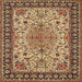 Square Traditional Dark Sienna Brown Persian Rug, tr84