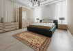 Machine Washable Traditional Dark Sienna Brown Rug in a Bedroom, wshtr84