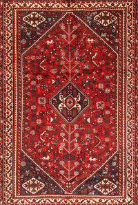 Machine Washable Traditional Rust Pink Rug, wshtr851