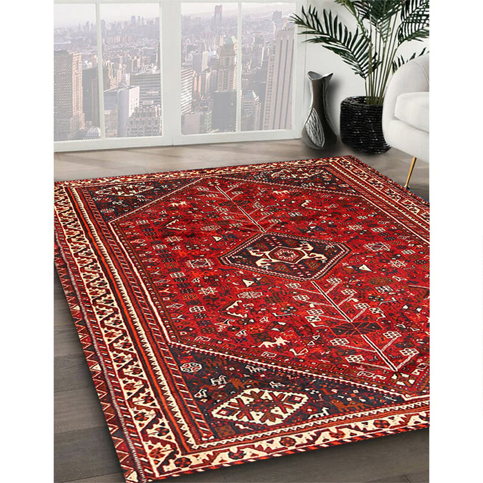 Traditional Rust Pink Persian Rug in Family Room, tr851