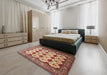 Traditional Brown Red Persian Rug in a Bedroom, tr853