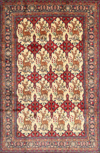 Machine Washable Traditional Brown Red Rug, wshtr853