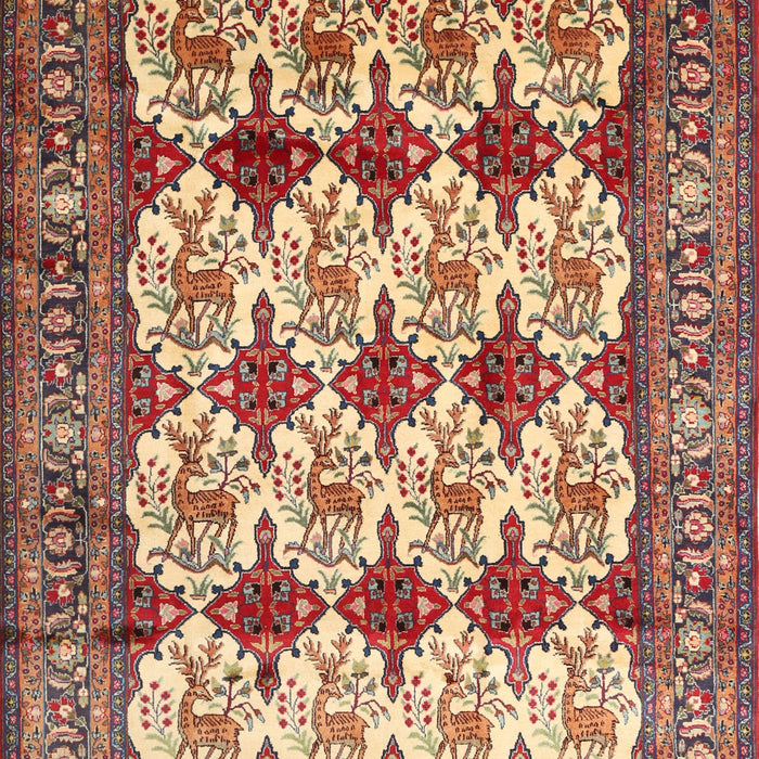 Machine Washable Traditional Brown Red Rug, wshtr853