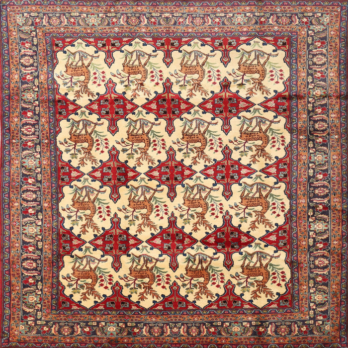 Square Traditional Brown Red Persian Rug, tr853