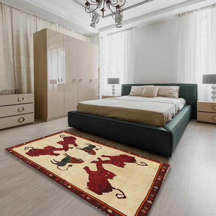 Traditional Red Animal Rug in a Bedroom, tr857