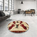 Round Machine Washable Traditional Tomato Red Rug in a Office, wshtr857
