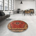 Round Traditional Red Persian Rug in a Office, tr858