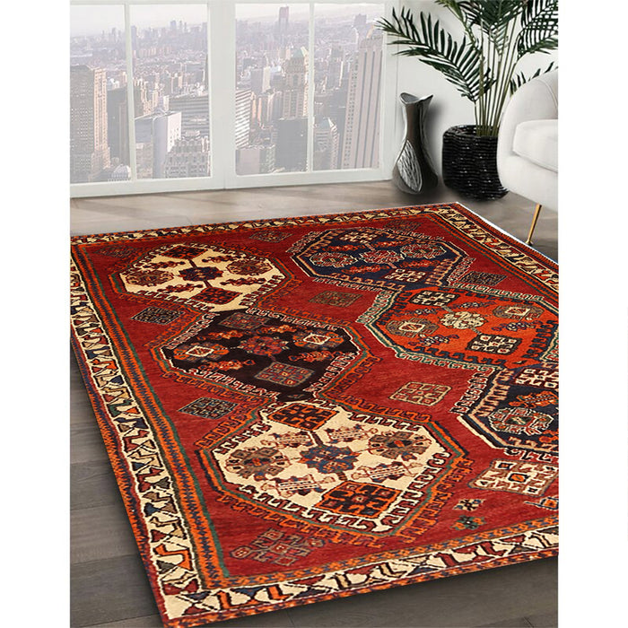 Traditional Light Brown Persian Rug in Family Room, tr859
