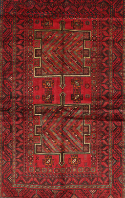 Machine Washable Traditional Red Rug, wshtr85