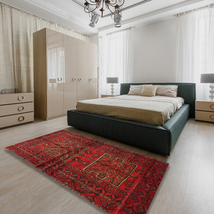 Machine Washable Traditional Red Rug in a Bedroom, wshtr85