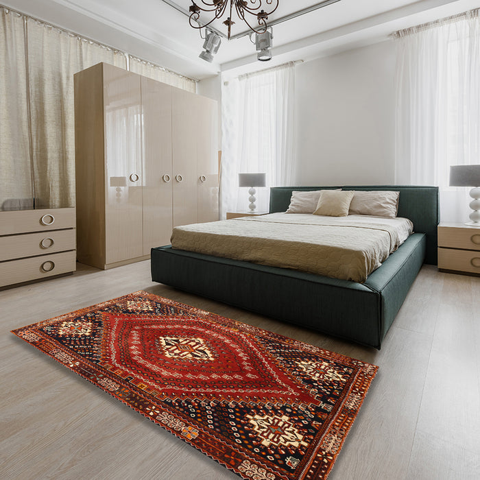 Traditional Red Persian Rug in a Bedroom, tr862