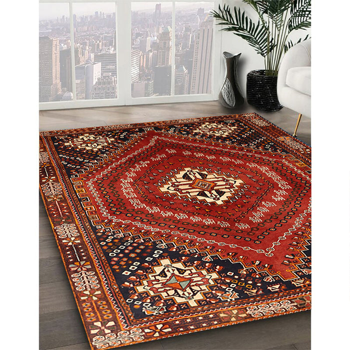 Traditional Red Persian Rug in Family Room, tr862
