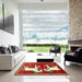 Square Machine Washable Traditional Orange Brown Rug in a Living Room, wshtr863