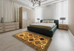 Traditional Dark Orange Persian Rug in a Bedroom, tr864