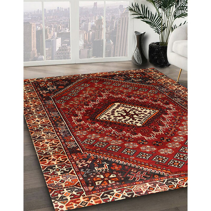 Traditional Red Persian Rug in Family Room, tr865